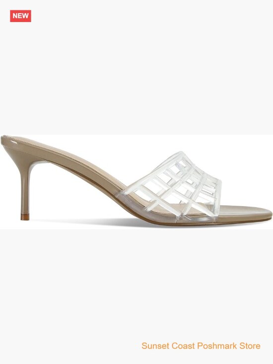 Shoes - Clear Jelly Heeled Mules Open Toe Slip On Sandals PVC Summer Beach Shoes